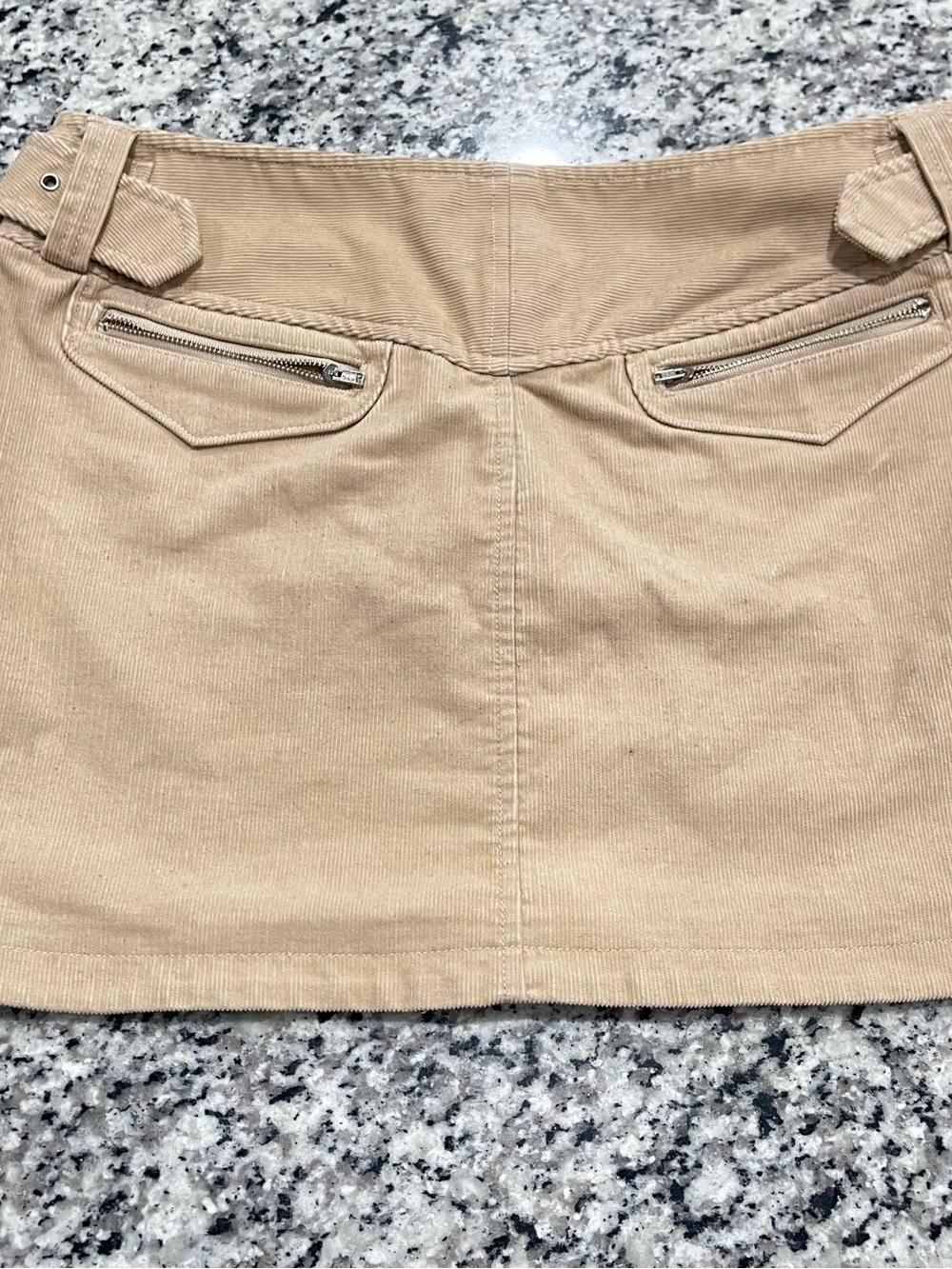 Armani Exchange Beige Corduroy Mini Skirt with Belt Detail | Size 10 - Picture 8 of 16